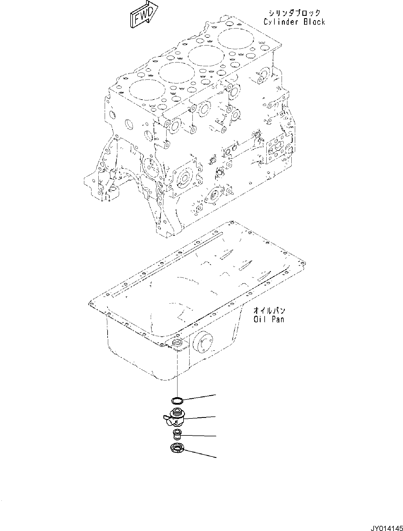 Komatsu parts book diagram for SAA4D95LE-7A S/N 801699-UP FOR PW118MR-11: ENGINE CYLINDER BLOCK AND ITS RELATED PARTS, ENGINE OIL PAN DRAIN