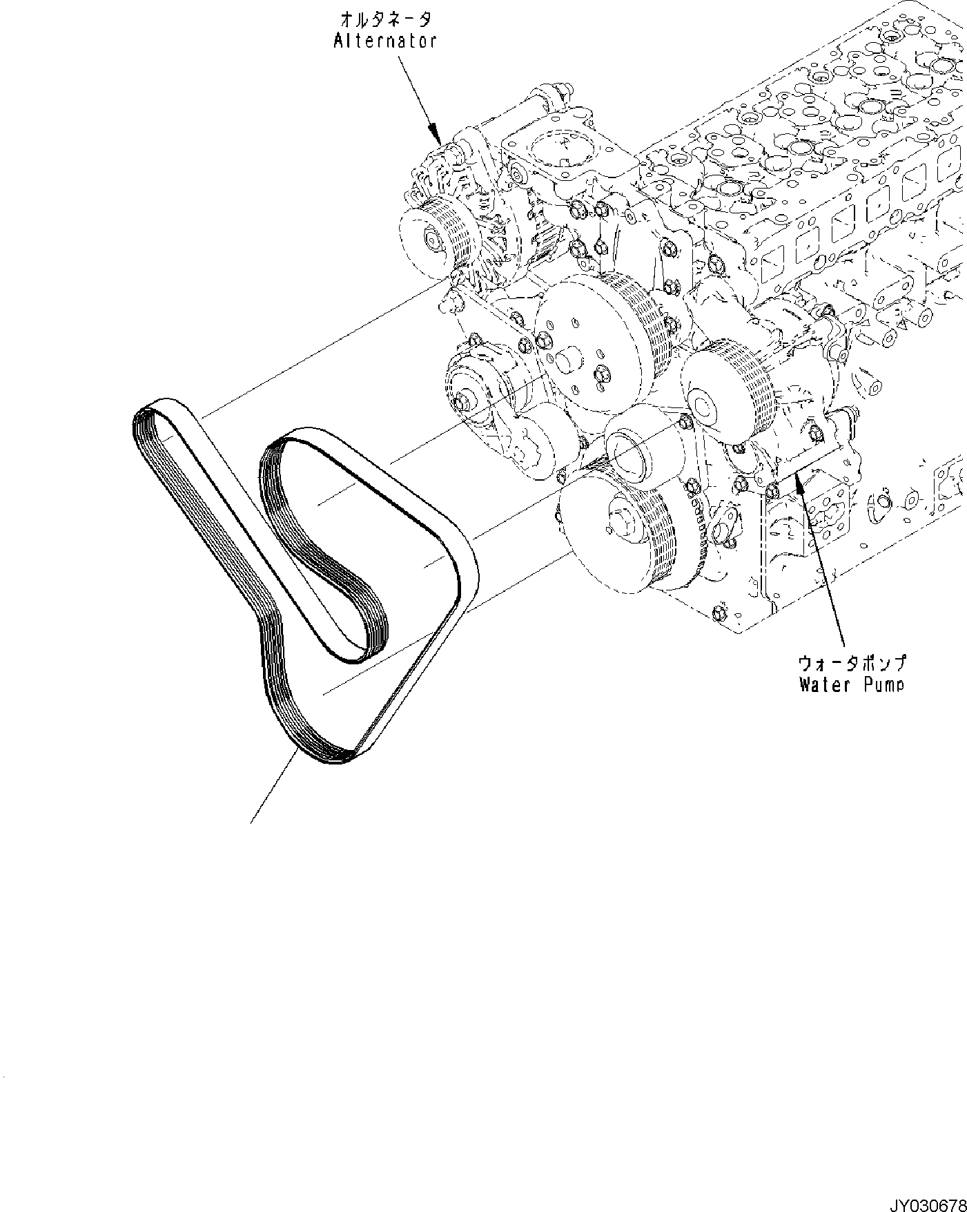 Komatsu parts book diagram for SAA4D95LE-7A S/N 801699-UP FOR PW118MR-11: ENGINE COOLING SYSTEM, WATER PUMP DRIVE BELT, 85AMP