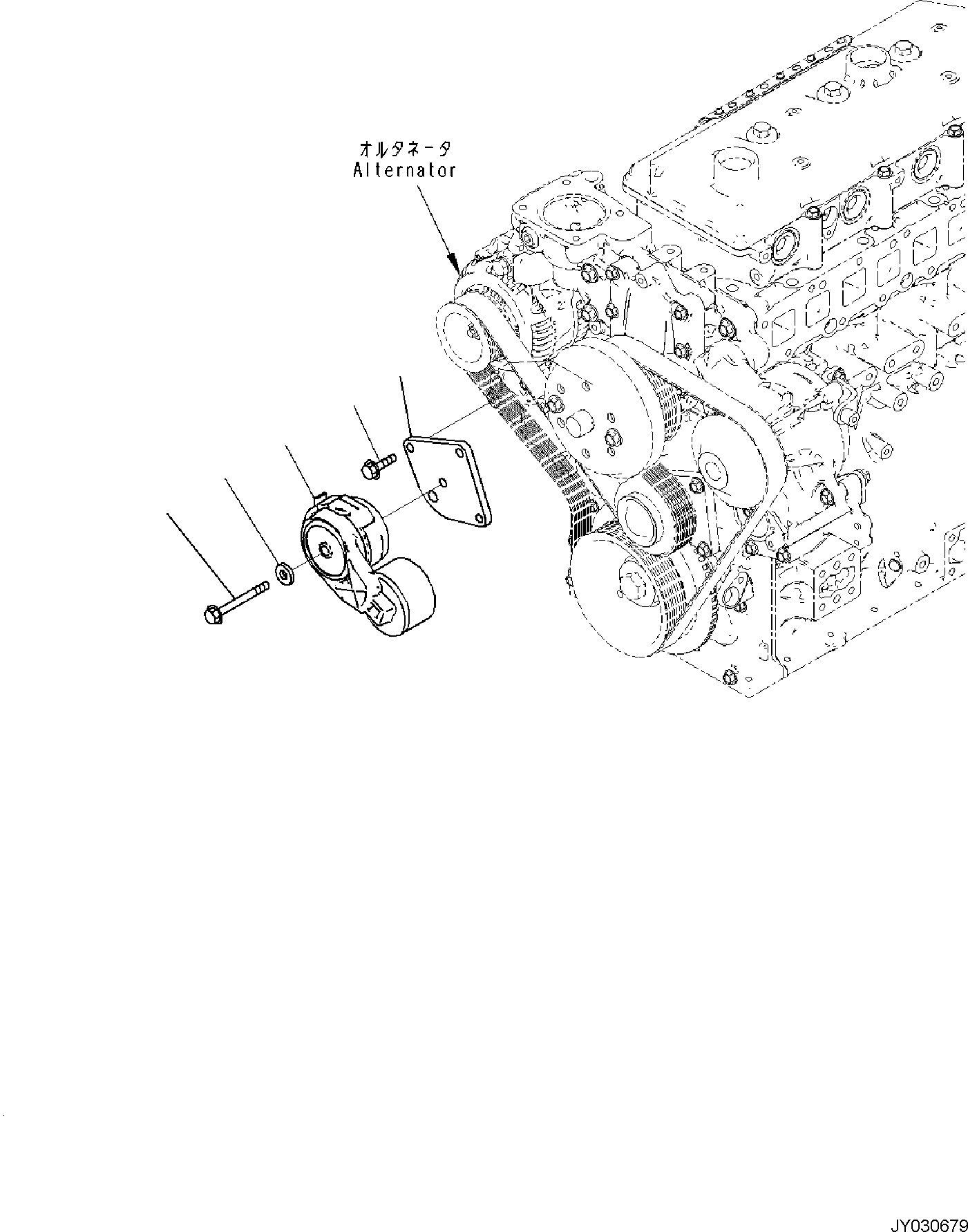 Komatsu parts book diagram for SAA4D95LE-7A S/N 801699-UP FOR PW118MR-11: ENGINE COOLING SYSTEM, COOLING FAN BELT TENSIONER