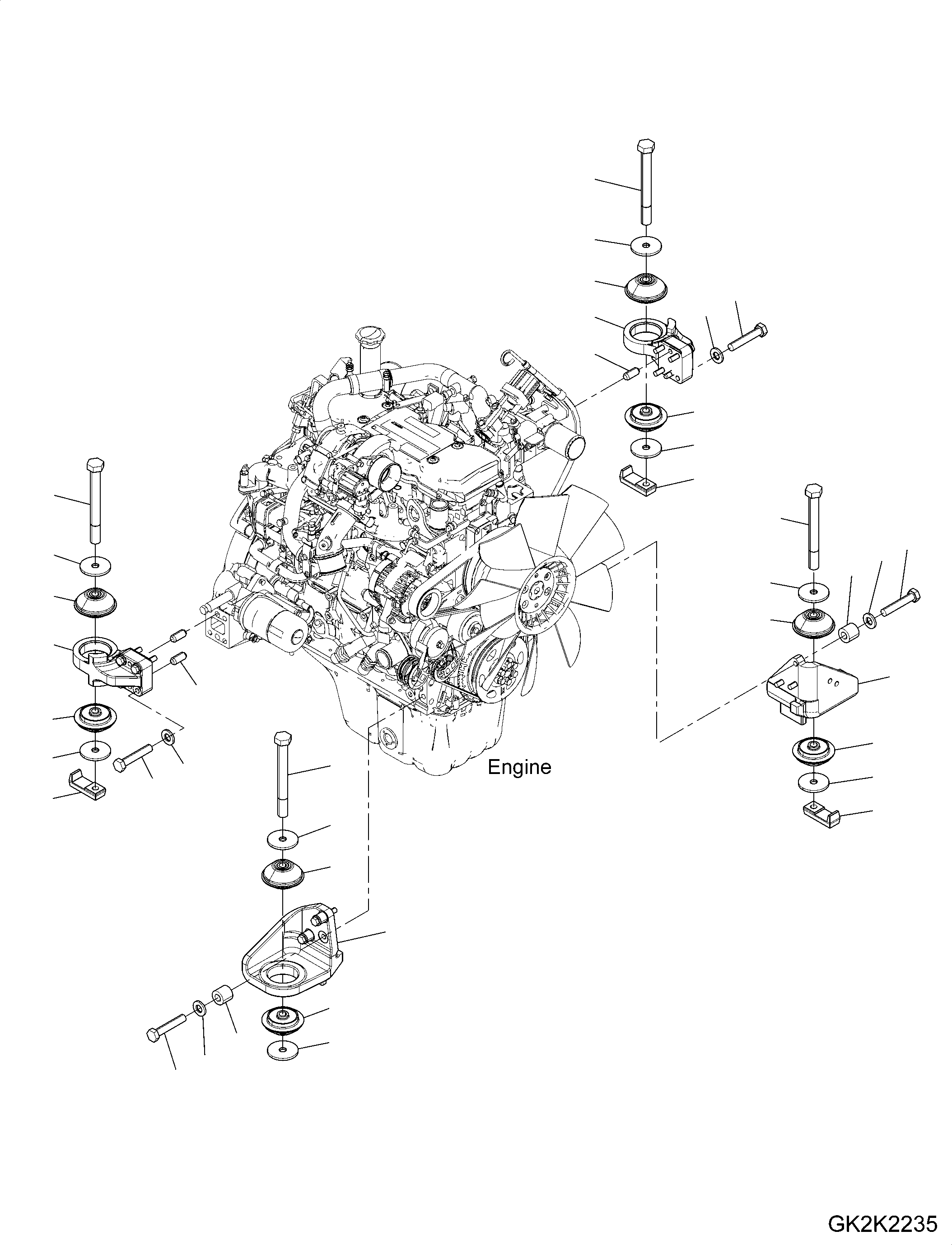 Excavators Komatsu / PW148-10 S/N H52051-UP(PW14810H) / Engine Mounting(B001001 : B0100-001001)
