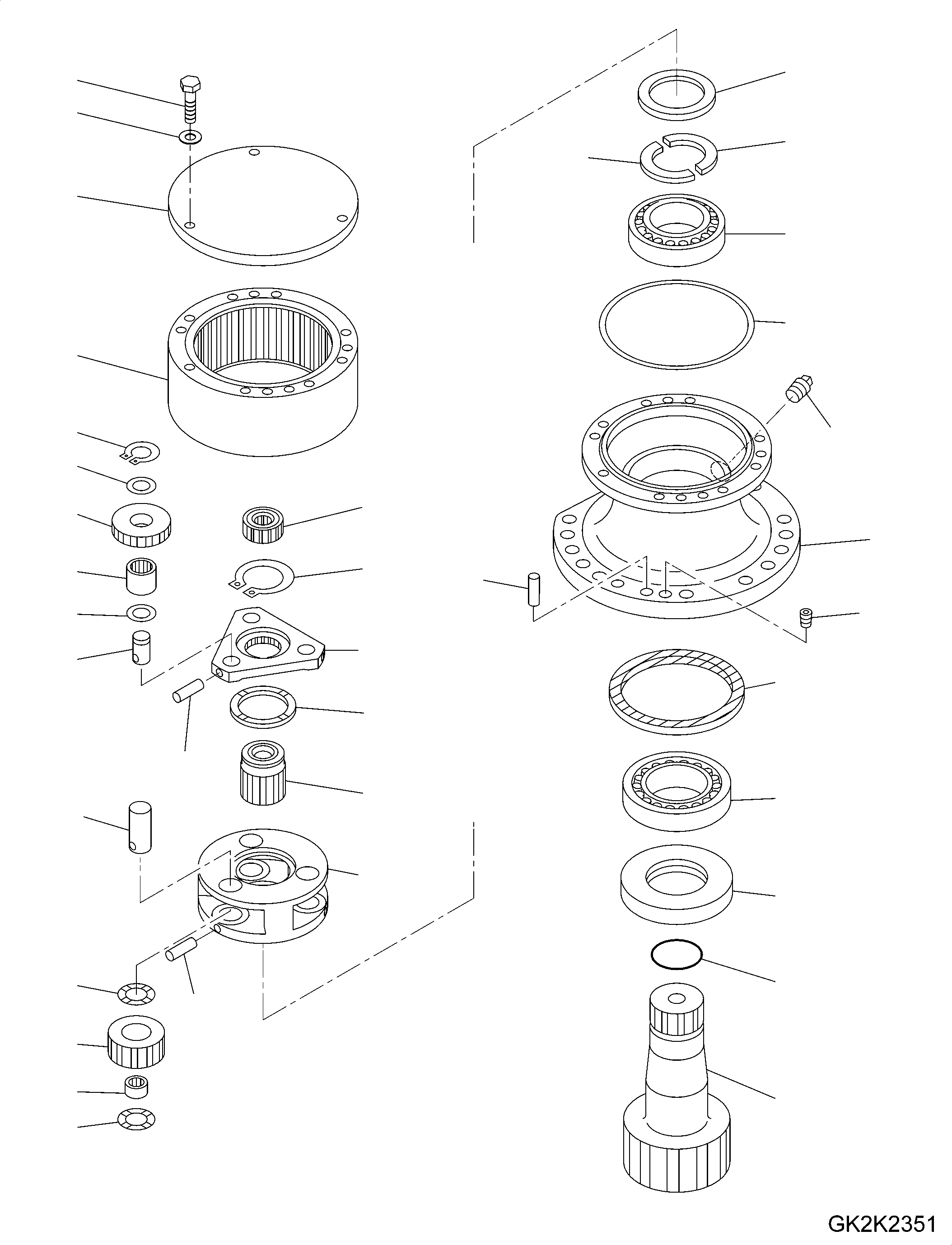 Excavators Komatsu / PW148-10 S/N H52051-UP(PW14810H) / Swing Machinery and Motor, Swing Machinery, Inner Parts(N002002 : N1210-001002)