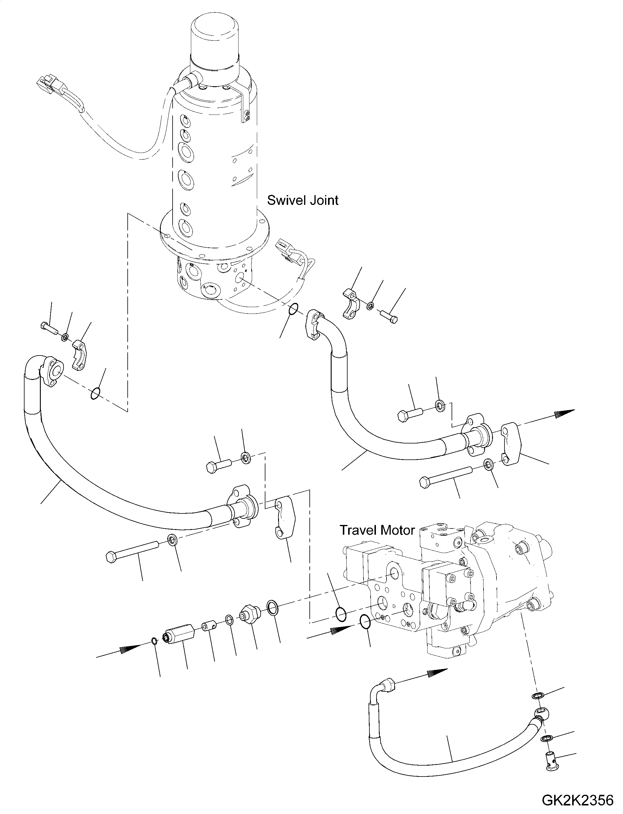 Excavators Komatsu / PW148-10 S/N H52051-UP(PW14810H) / Travel Piping, Lower(P001001 : P1210-001001)