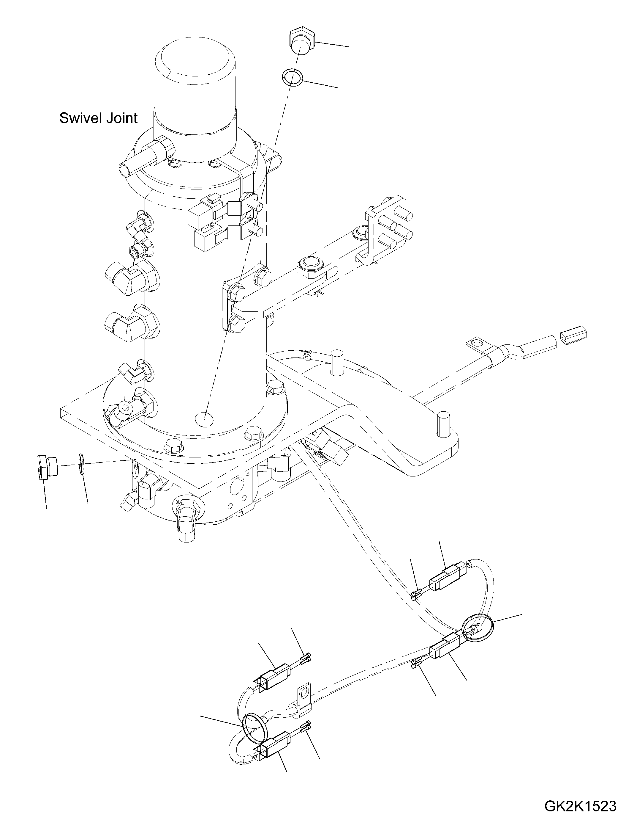 Excavators Komatsu / PW148-10 S/N H52051-UP(PW14810H) / Lower Attachment Piping, Front Less - Rear Less, Connector(P004001 : P1250-001001)