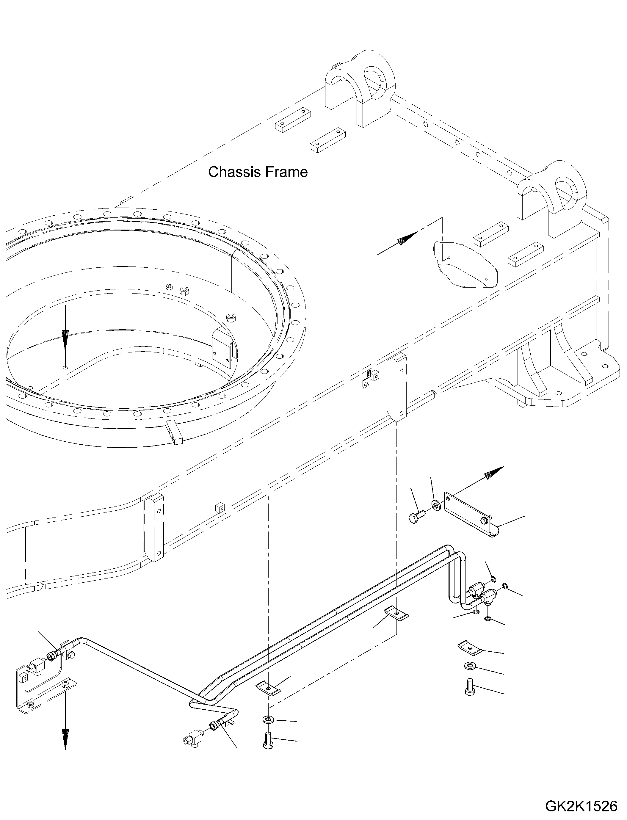 Excavators Komatsu / PW148-10 S/N H52051-UP(PW14810H) / Lower Attachment Piping, Front Less - Rear Dozer Blade, Hydraulic Piping(P005002 : P1250-002002)