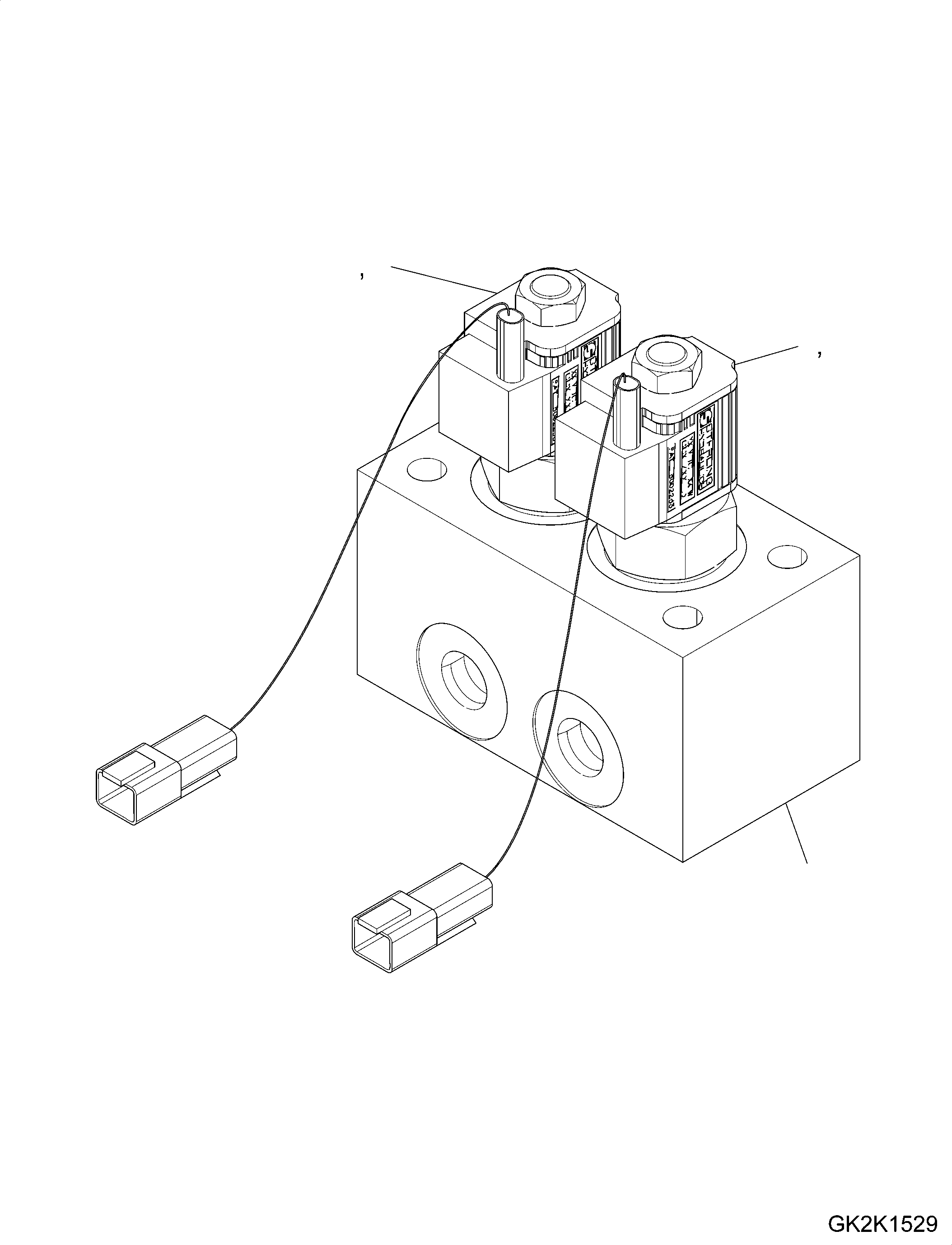 Excavators Komatsu / PW148-10 S/N H52051-UP(PW14810H) / Lower Attachment Piping, Front Less - Rear Outrigger, Solenoid Valve, Two Stations(P006003 : P1250-003003)