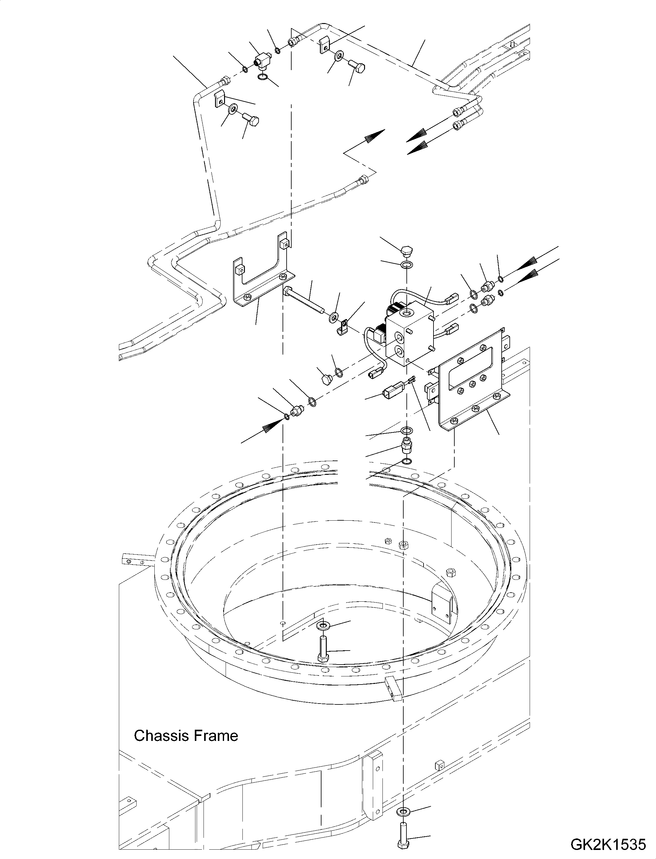Excavators Komatsu / PW148-10 S/N H52051-UP(PW14810H) / Lower Attachment Piping, Front Dozer Blade - Rear Outrigger, Fittings(P009001 : P1250-006001)