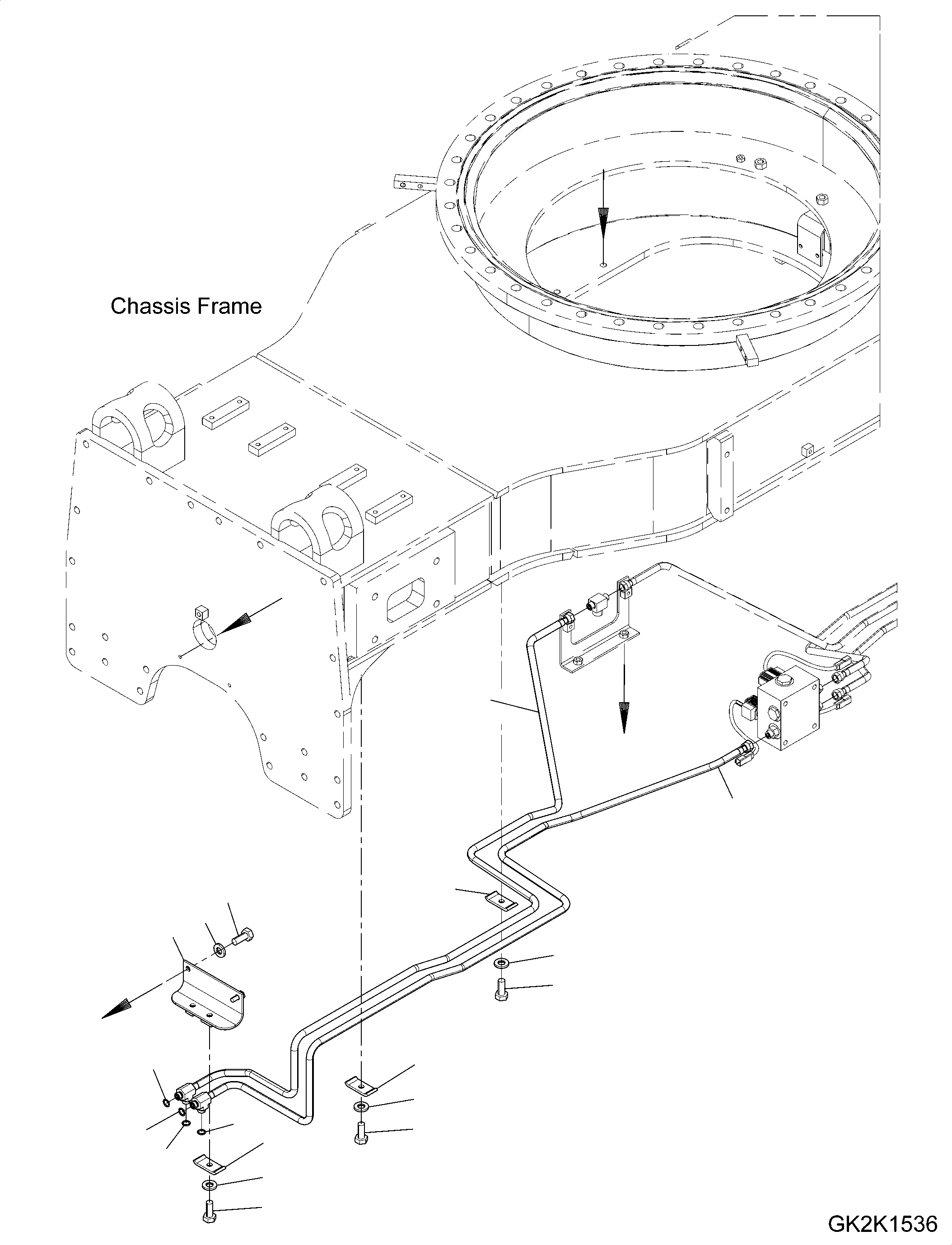 Excavators Komatsu / PW148-10 S/N H52051-UP(PW14810H) / Lower Attachment Piping, Front Dozer Blade - Rear Outrigger, Front Dozer Blade Hydraulic Piping(P009002 : P1250-006002)