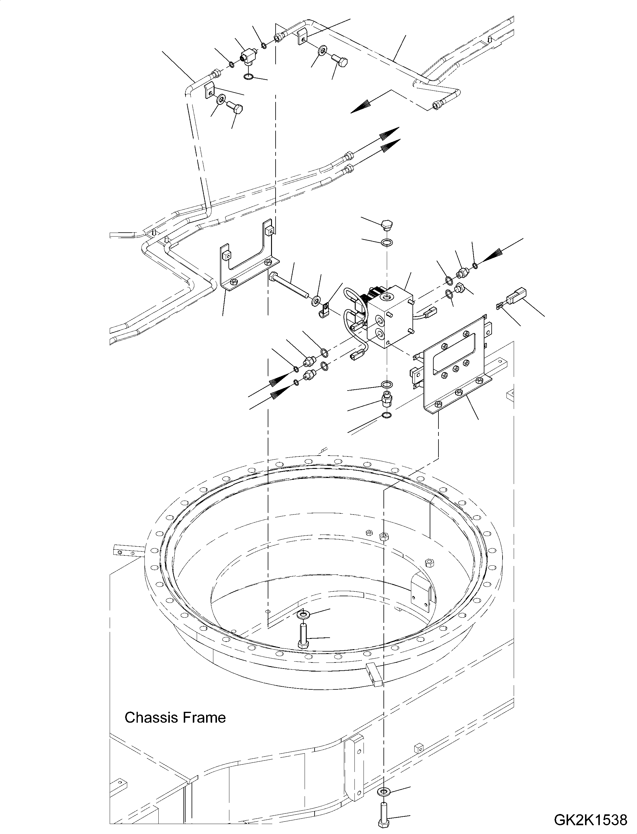 Excavators Komatsu / PW148-10 S/N H52051-UP(PW14810H) / Lower Attachment Piping, Front Outrigger - Rear Dozer Blade, Fittings(P010001 : P1250-007001)