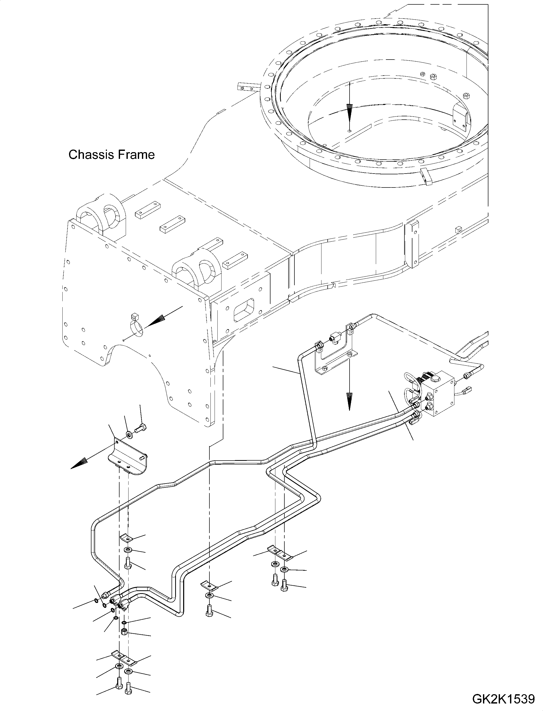 Excavators Komatsu / PW148-10 S/N H52051-UP(PW14810H) / Lower Attachment Piping, Front Outrigger - Rear Dozer Blade, Front Outrigger Hydraulic Piping(P010002 : P1250-007002)