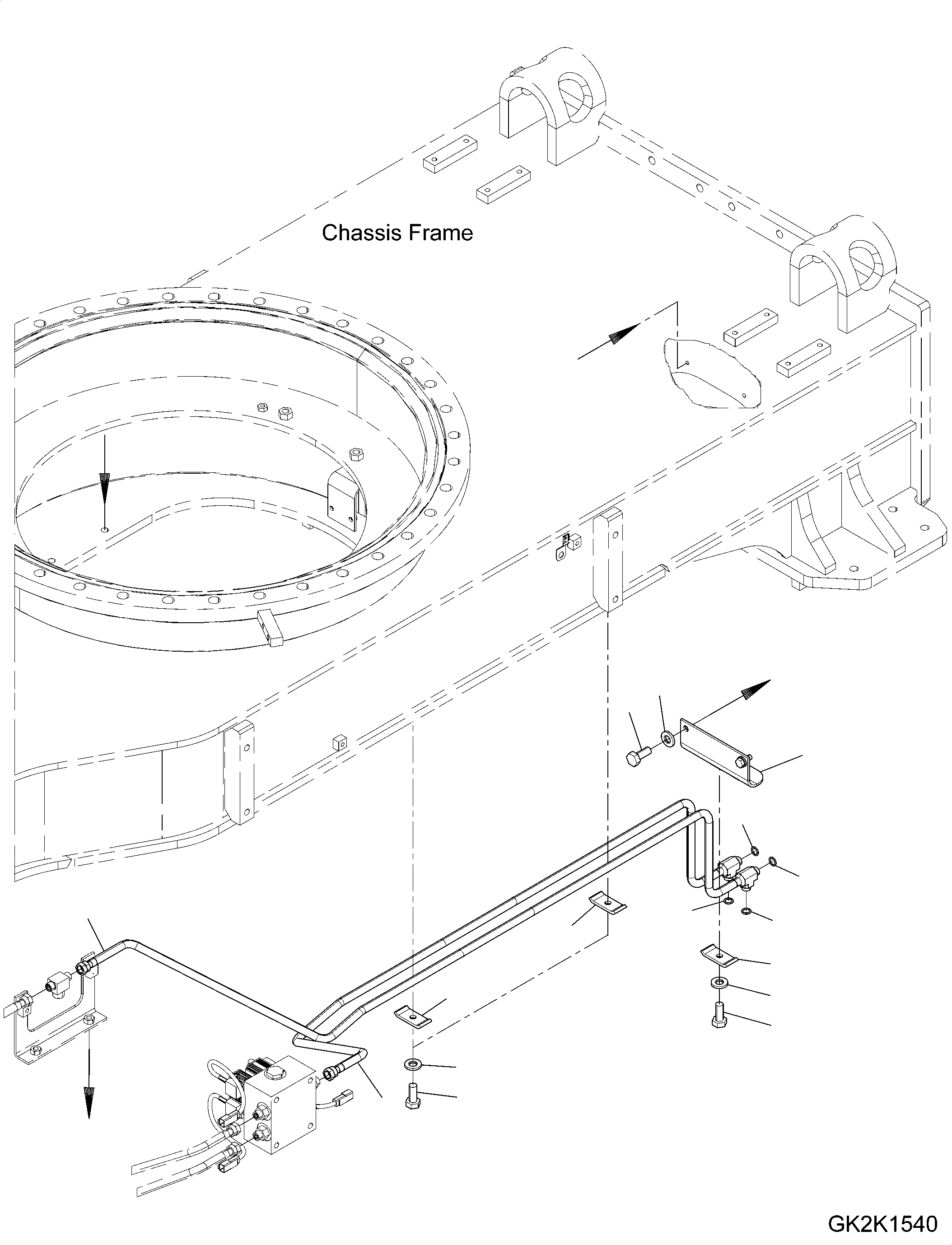 Excavators Komatsu / PW148-10 S/N H52051-UP(PW14810H) / Lower Attachment Piping, Front Outrigger - Rear Dozer Blade, Rear Dozer Blade Hydraulic Piping(P010003 : P1250-007003)
