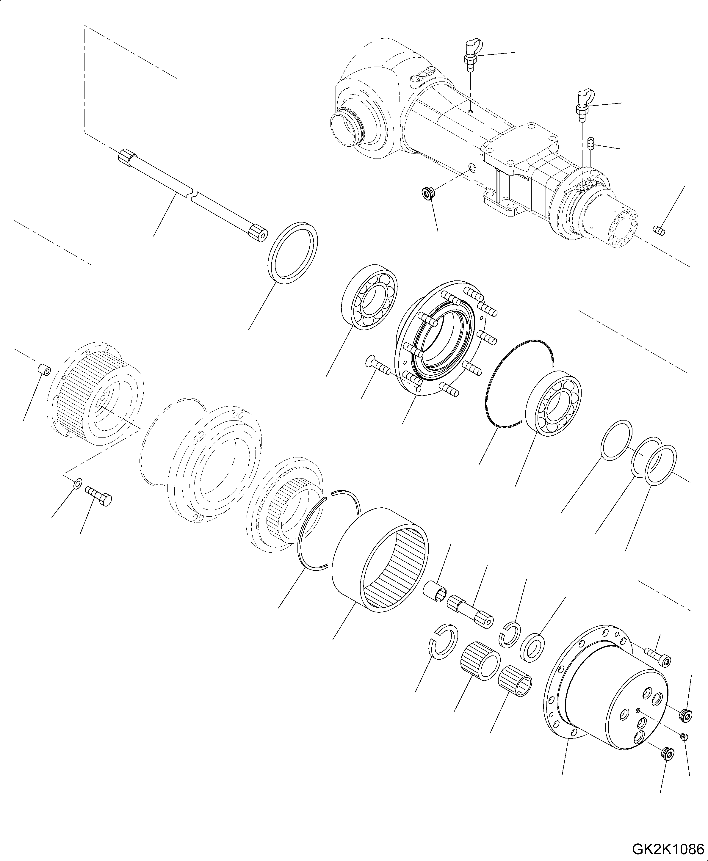 Excavators Komatsu / PW148-10 S/N H52051-UP(PW14810H) / Axle, Inner Parts, Rear Axle, Wheel Hub and Planetary Carrier (1/8)(P016009 : P1450-001009)