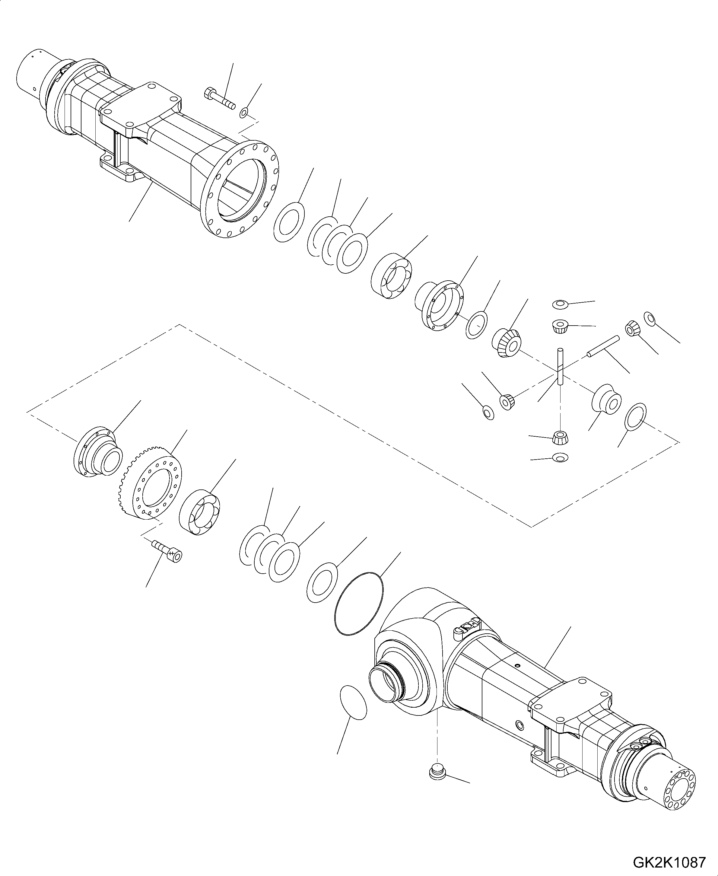 Excavators Komatsu / PW148-10 S/N H52051-UP(PW14810H) / Axle, Inner Parts, Rear Axle, Bevel Gear Set and Differential (2/8)(P016010 : P1450-001010)