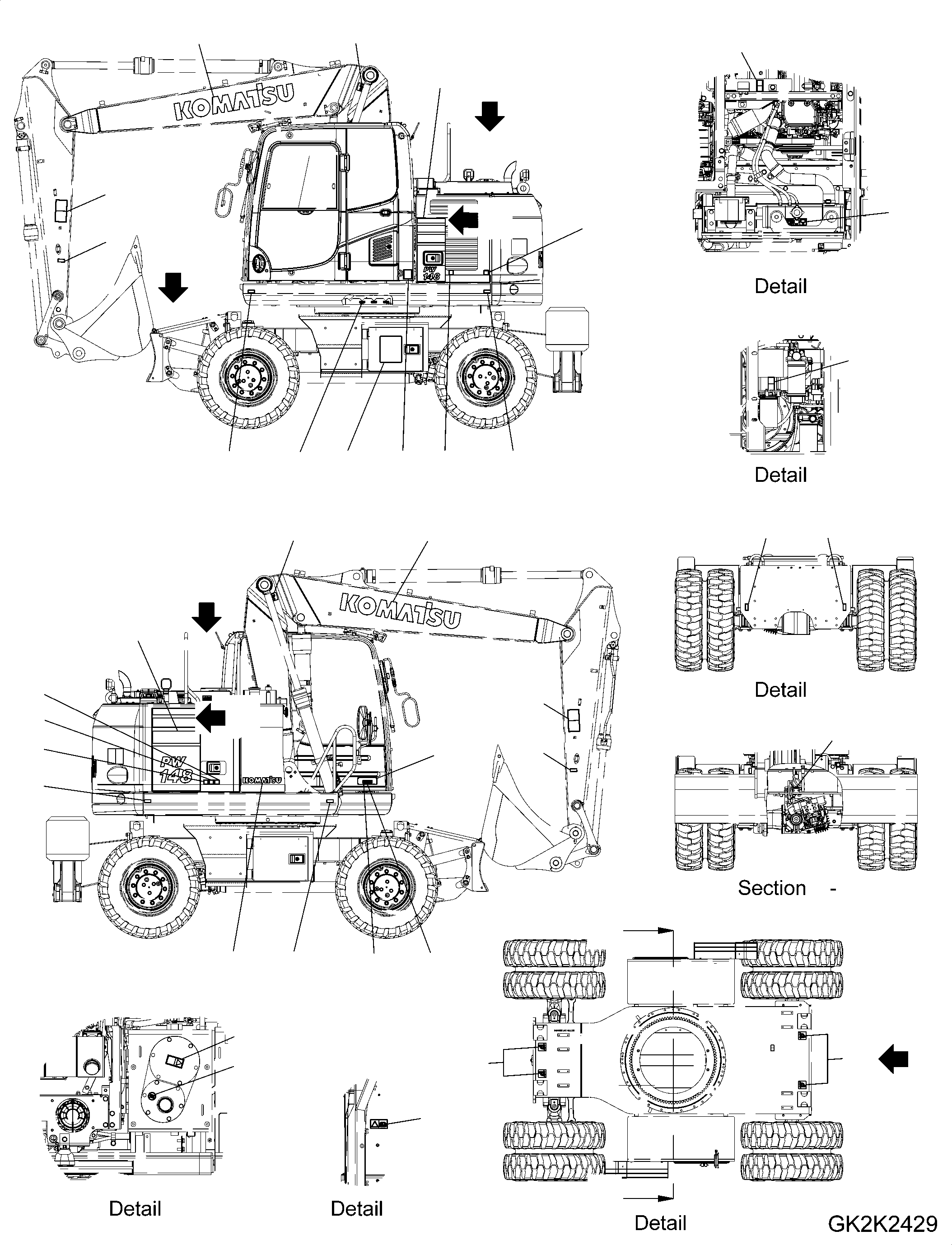 Excavators Komatsu / PW148-10 S/N H52051-UP(PW14810H) / Marks and Plates (1/3)(U001001 : U0100-001001)