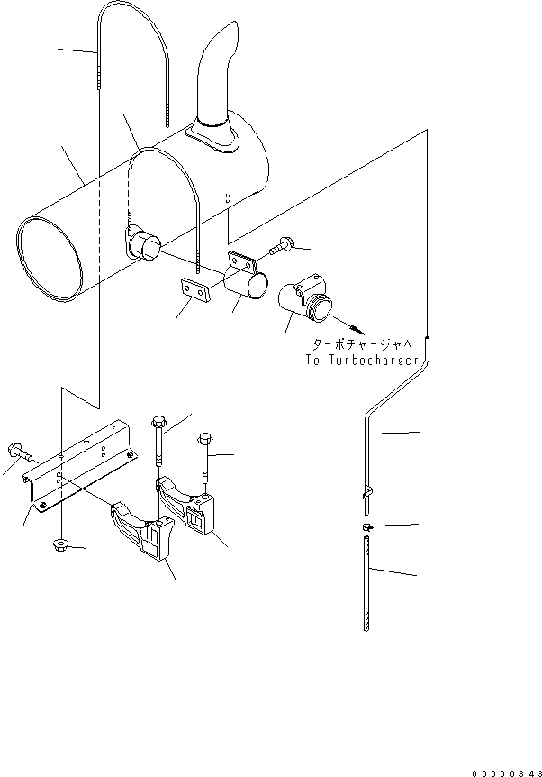Komatsu parts book diagram for PW150ES-6K S/N K30001-UP: MUFFLER(#K35001-)