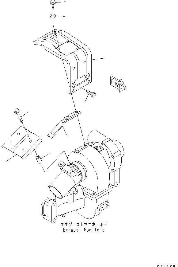 Komatsu parts book diagram for PW150ES-6K S/N K30001-UP: TURBO COVER(#K30001-K35000)