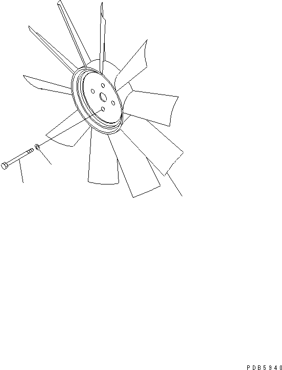 Komatsu parts book diagram for PW150ES-6K S/N K30001-UP: FAN AND FAN MOUNT