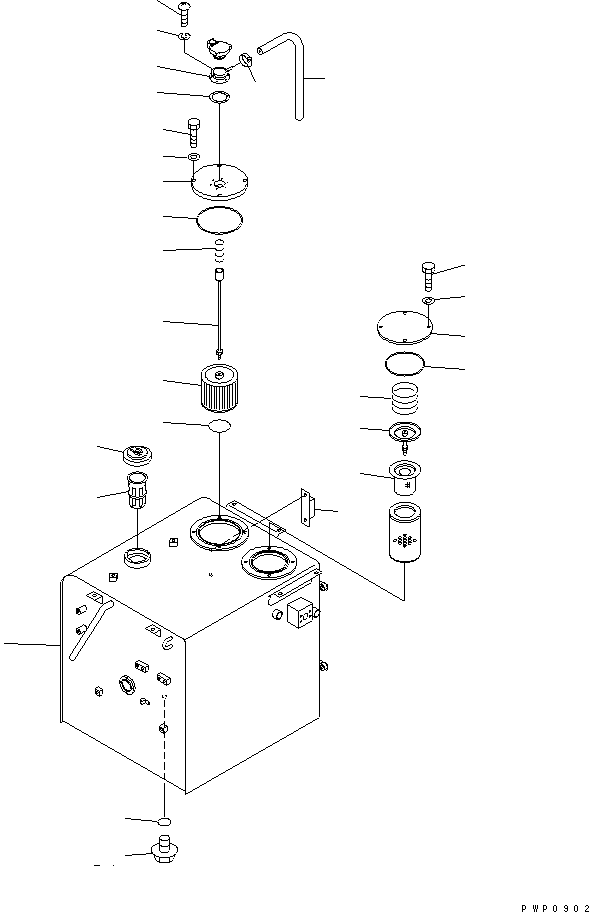 Komatsu parts book diagram for PW150ES-6K S/N K30001-UP: DUAL TANK (FUEL AND HYDRAULIC OIL) (TANK)(#K34001-K34009)