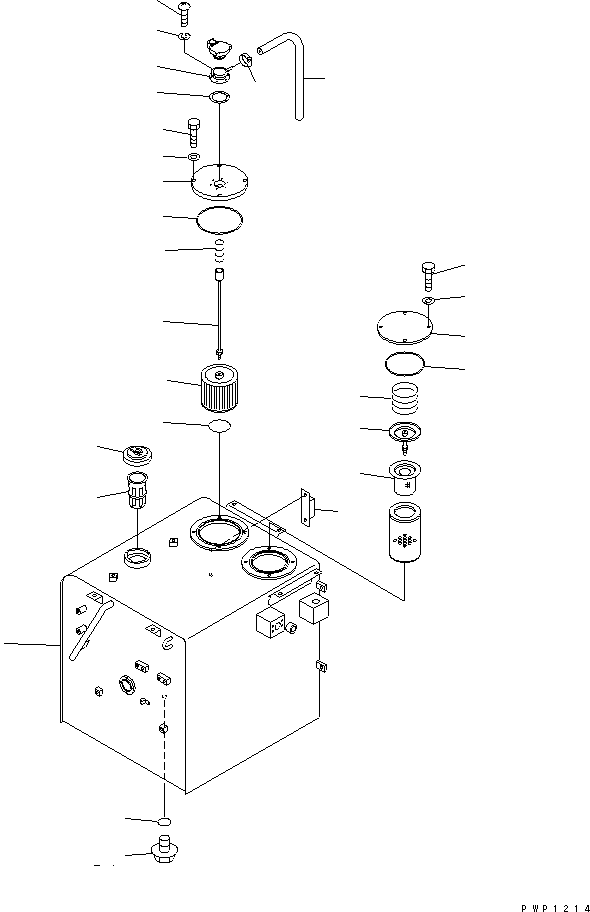 Komatsu parts book diagram for PW150ES-6K S/N K30001-UP: DUAL TANK (FUEL AND HYDRAULIC OIL) (TANK)(#K34010-)