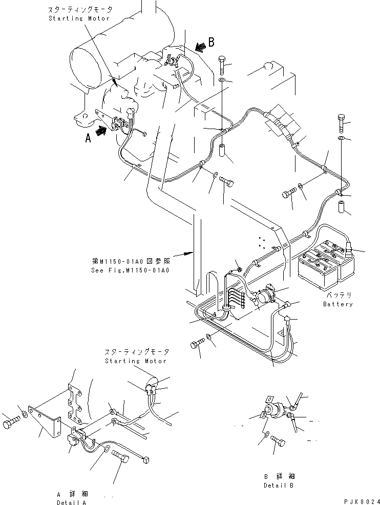 Komatsu parts book diagram for PW150ES-6K S/N K30001-UP: WIRING (STARTING HARNESS)