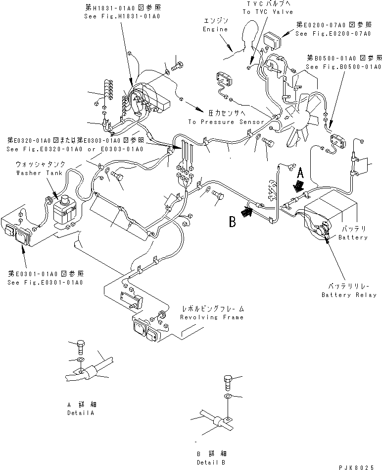 Komatsu parts book diagram for PW150ES-6K S/N K30001-UP: WIRING (MAIN HARNESS)(#K30001-K35000)