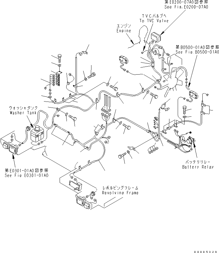 Komatsu parts book diagram for PW150ES-6K S/N K30001-UP: WIRING (MAIN HARNESS)(#K35001-)
