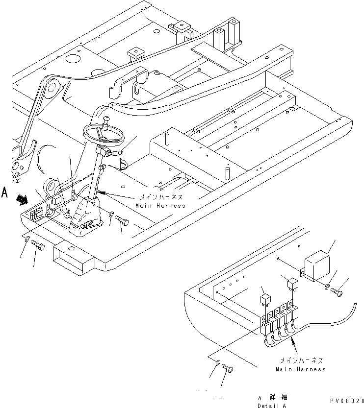Komatsu parts book diagram for PW150ES-6K S/N K30001-UP: WIRING (FULASHER AND RELAY)