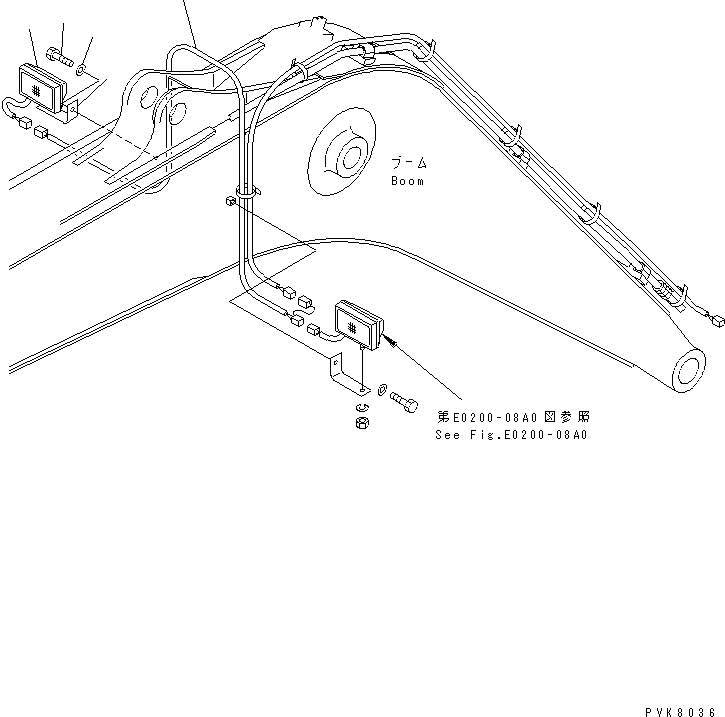 Komatsu parts book diagram for PW150ES-6K S/N K30001-UP: ADDITIONAL WORK LAMP (BOOM ? R.H.)