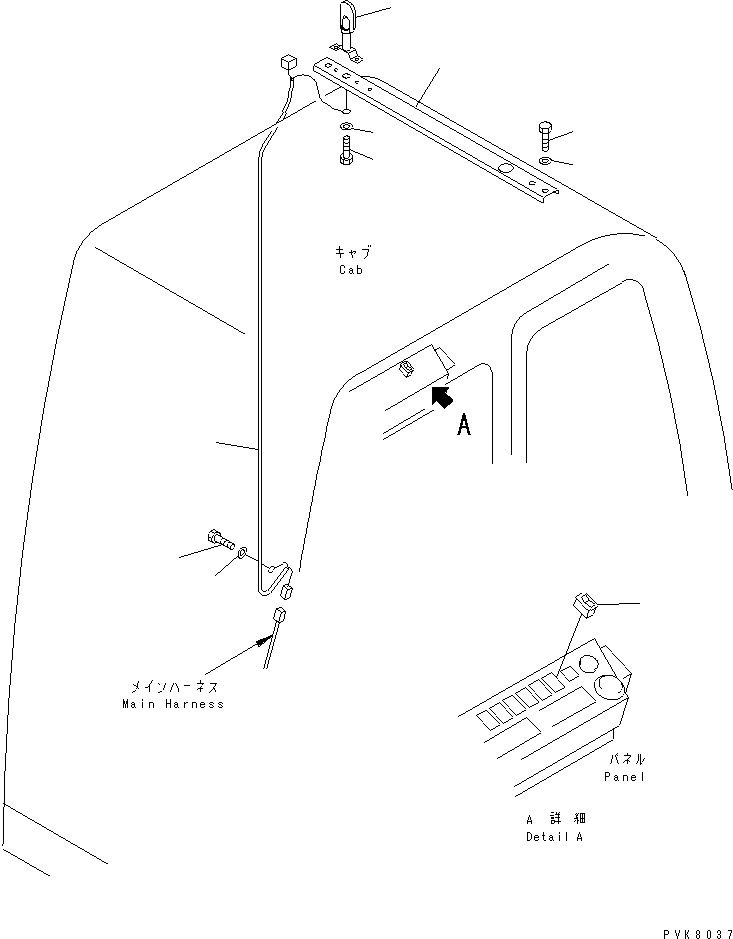 Komatsu parts book diagram for PW150ES-6K S/N K30001-UP: BEACON LIGHT