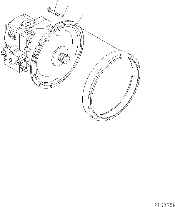 Komatsu parts book diagram for PW150ES-6K S/N K30001-UP: MAIN PUMP AND CONNECTING PARTS