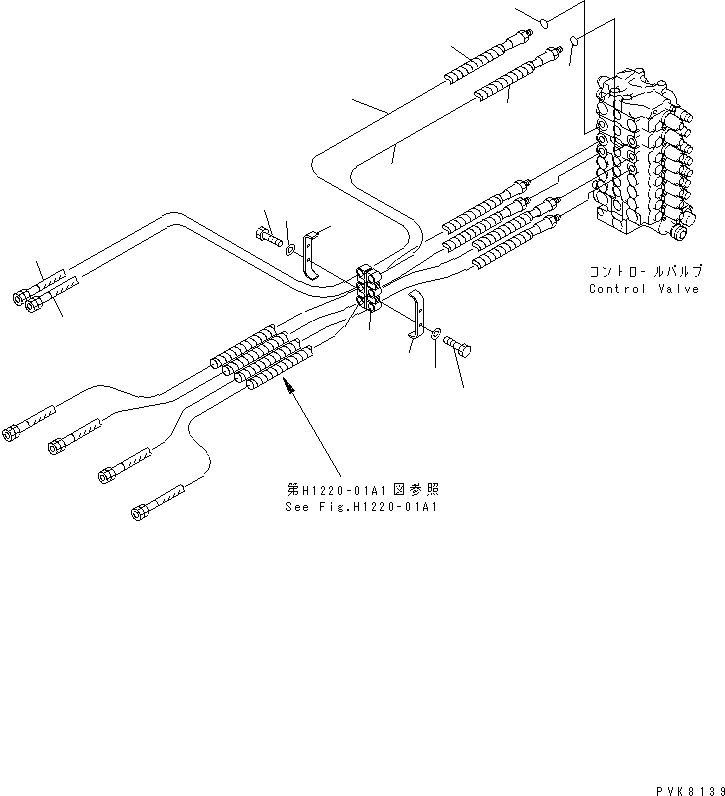 Komatsu parts book diagram for PW150ES-6K S/N K30001-UP: BOOM ADJUSTMENT LINE AND CLAMP (FOR 2-PIECES BOOM)