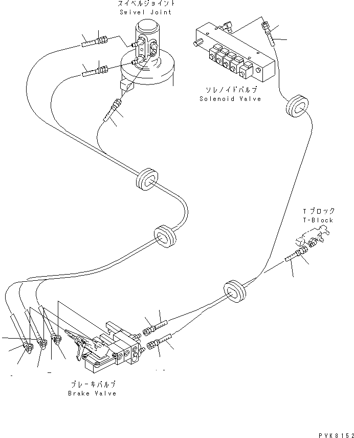 Komatsu parts book diagram for PW150ES-6K S/N K30001-UP: BRAKE LINE (VALVE TO SWIVEL JOINT) (ITALIAN SPEC.)