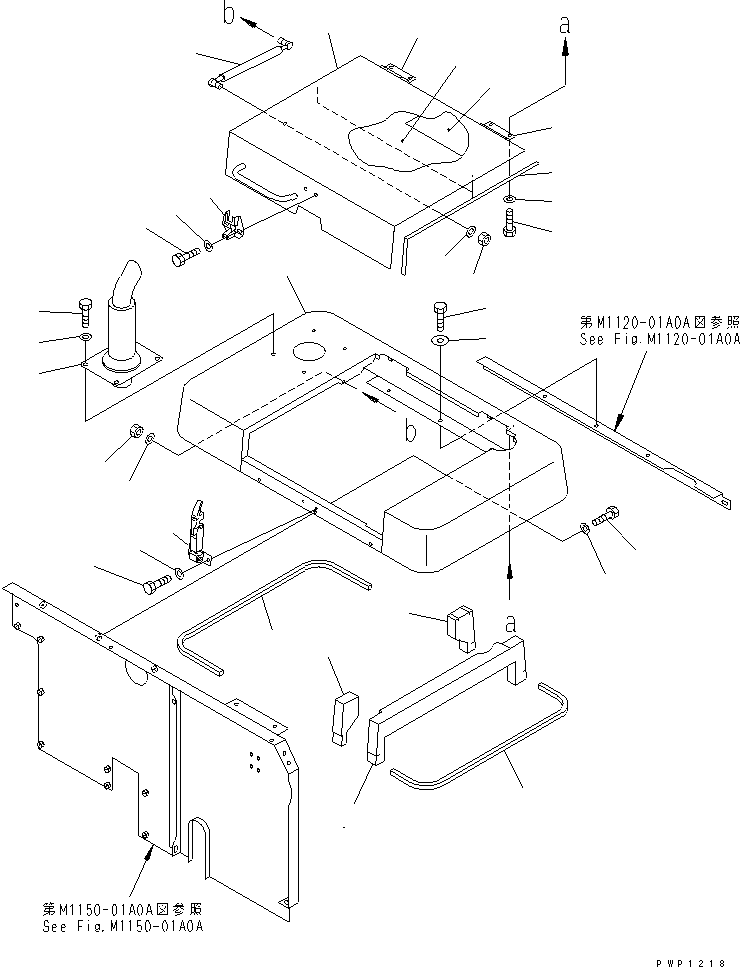 Komatsu parts book diagram for PW150ES-6K S/N K30001-UP: HOOD(#K30306-K35000)