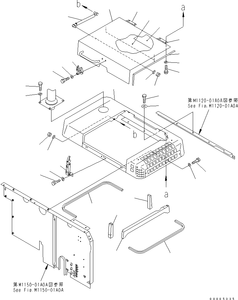 Komatsu parts book diagram for PW150ES-6K S/N K30001-UP: HOOD(#K35001-)