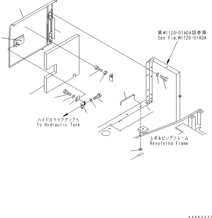 Komatsu parts book diagram for PW150ES-6K S/N K30001-UP: SIDE COVER R.H.(#K35001-)