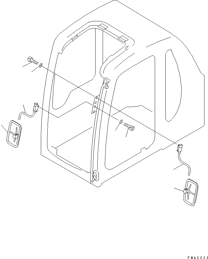 Komatsu parts book diagram for PW150ES-6K S/N K30001-UP: REAR VIEW MIRROR L.H.