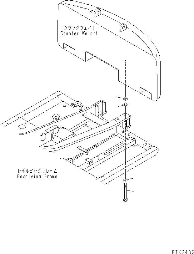 Komatsu parts book diagram for PW150ES-6K S/N K30001-UP: COUNTER WEIGHT MOUNTING