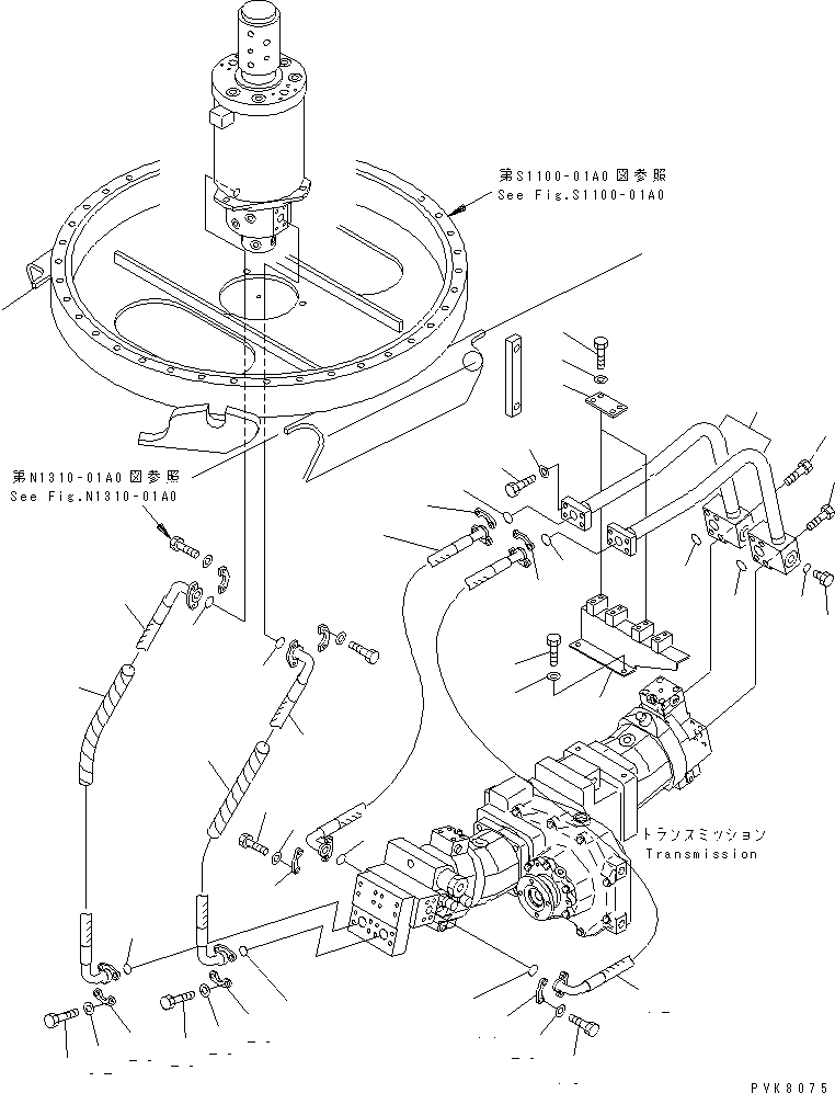 Komatsu parts book diagram for PW150ES-6K S/N K30001-UP: TRAVEL LINE (30 KPH) (20-30 KPH)
