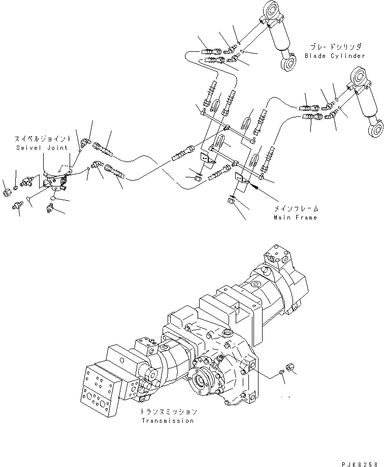 Komatsu parts book diagram for PW150ES-6K S/N K30001-UP: REAR DOZER PIPING