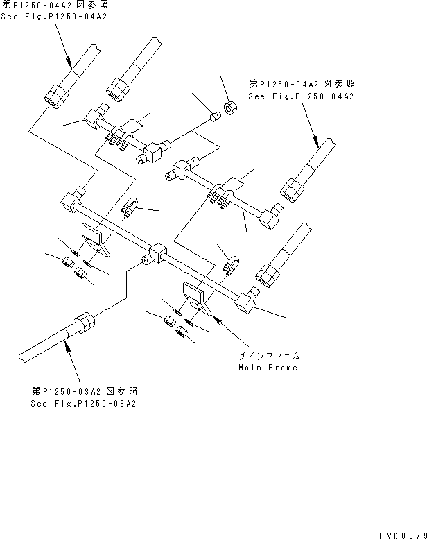 Komatsu parts book diagram for PW150ES-6K S/N K30001-UP: REAR OUTRIGGER PIPING (1/4)