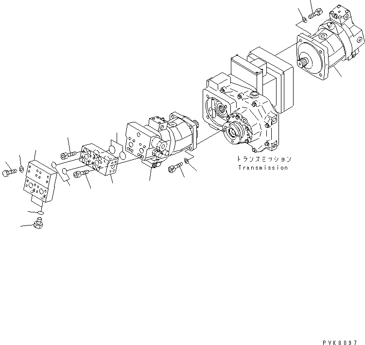 Komatsu parts book diagram for PW150ES-6K S/N K30001-UP: TRAVEL MOTOR (MOUNT) (30 KPH)