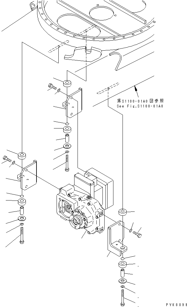 Komatsu parts book diagram for PW150ES-6K S/N K30001-UP: TRANSMISSION (MOUNT) (30 KPH) (20-30 KPH)