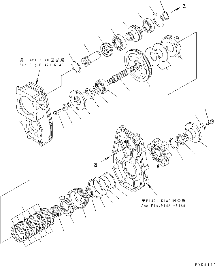 Komatsu parts book diagram for PW150ES-6K S/N K30001-UP: TRANSMISSION (INNER PARTS) (2/2) (20 KPH)