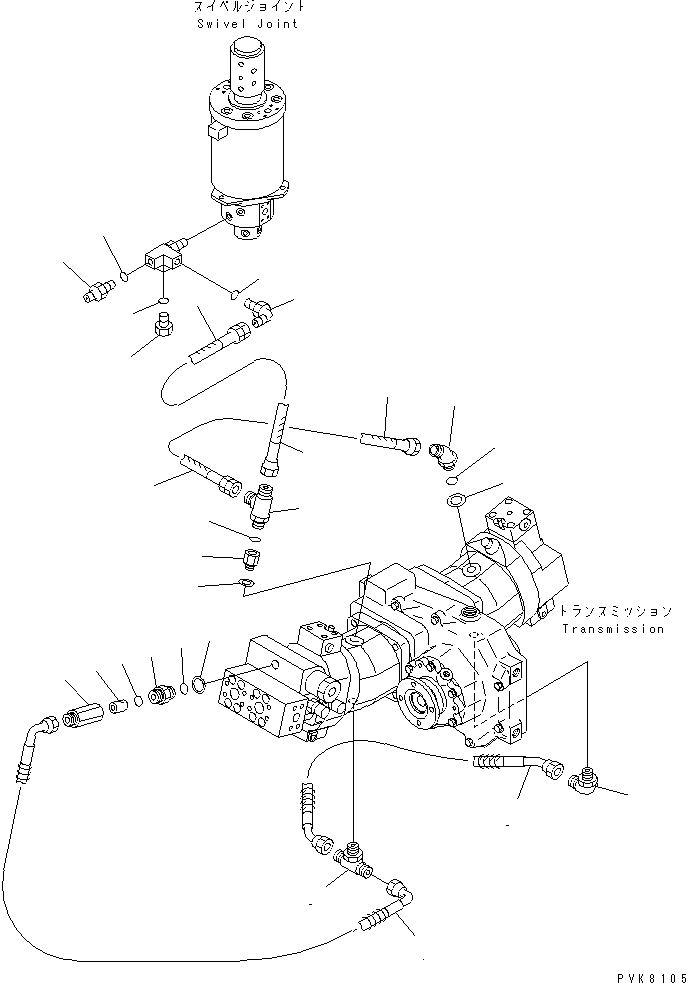 Komatsu parts book diagram for PW150ES-6K S/N K30001-UP: DRAIN LINE (20 KPH)