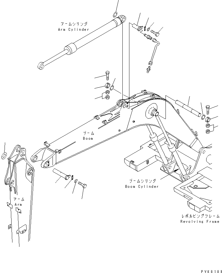 Komatsu parts book diagram for PW150ES-6K S/N K30001-UP: 1-PIECE BOOM (PIN)