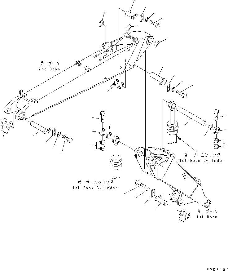 Komatsu parts book diagram for PW150ES-6K S/N K30001-UP: 2-PIECES BOOM (PIN)