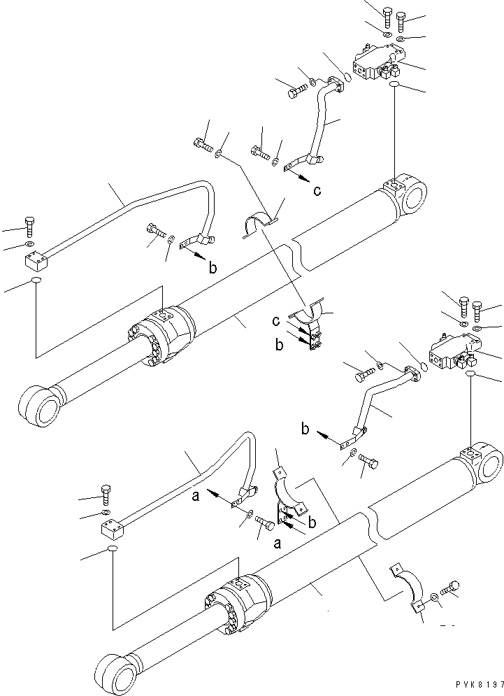 Komatsu parts book diagram for PW150ES-6K S/N K30001-UP: BOOM CYLINDER (FOR 1-PIECE BOOM)