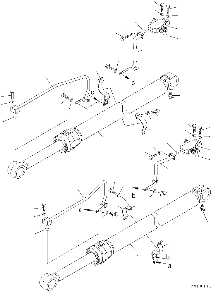 Komatsu parts book diagram for PW150ES-6K S/N K30001-UP: BOOM CYLINDER (FOR 2-PIECES BOOM)