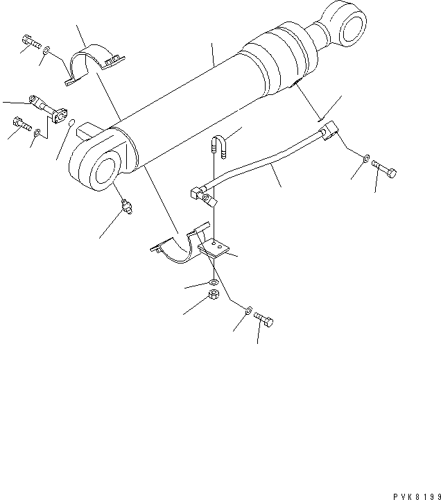 Komatsu parts book diagram for PW150ES-6K S/N K30001-UP: BOOM ADJUSTMENT CYLINDER (FOR 2-PIECES BOOM)