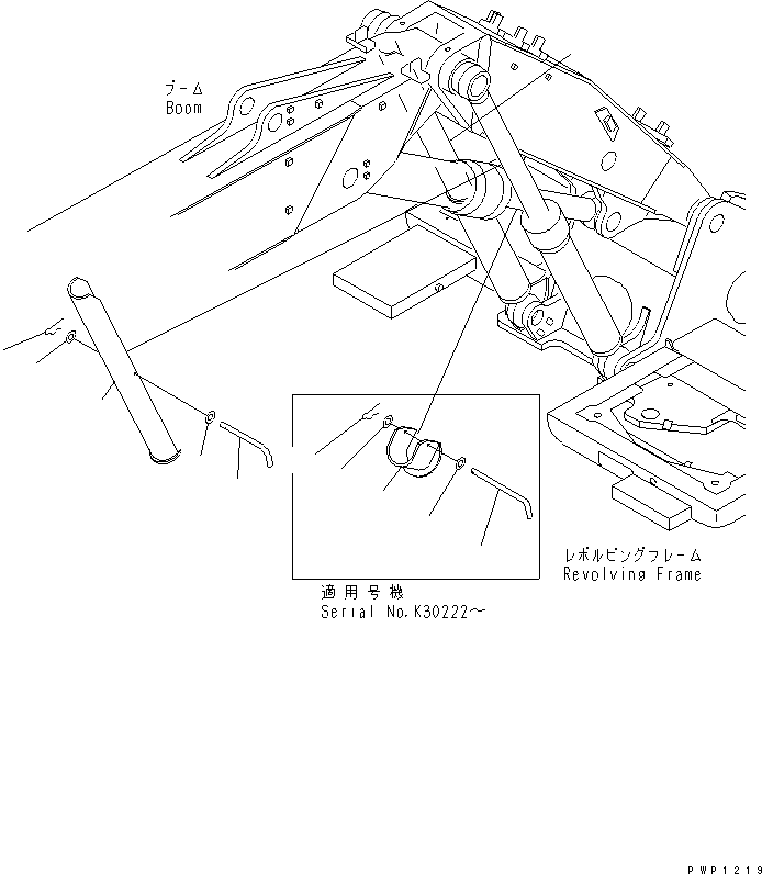Komatsu parts book diagram for PW150ES-6K S/N K30001-UP: LOCKING BOOM CYLINDER (FOR 2-PIECE BOOM) (ITALIAN SPEC.)