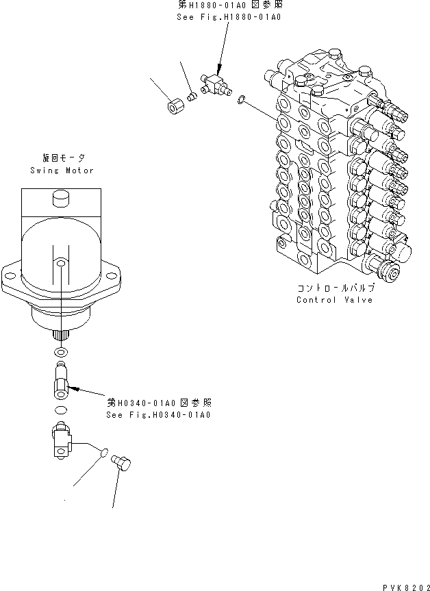 Komatsu parts book diagram for PW150ES-6K S/N K30001-UP: ARM CYLINDER (SAFETY VALVE LINE LESS)